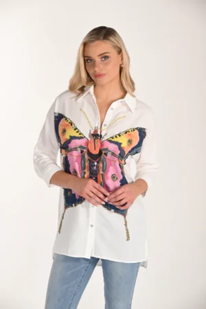 Frank Lyman 266567 White/Multi Jewel Embellished Shirt