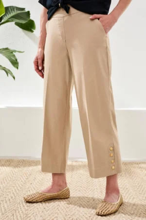 Tribal 3011O Beach Wide Leg Button Detail Trousers