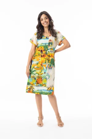 Orientique 30171 Multi Print Guatemala Patch Dress