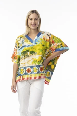 Orientique 32444 Amalfi Multi Oversized V-Neck Top