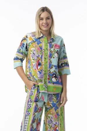 Orientique 42174 Multi Print Sante Fe 3/4 Sleeve Shirt