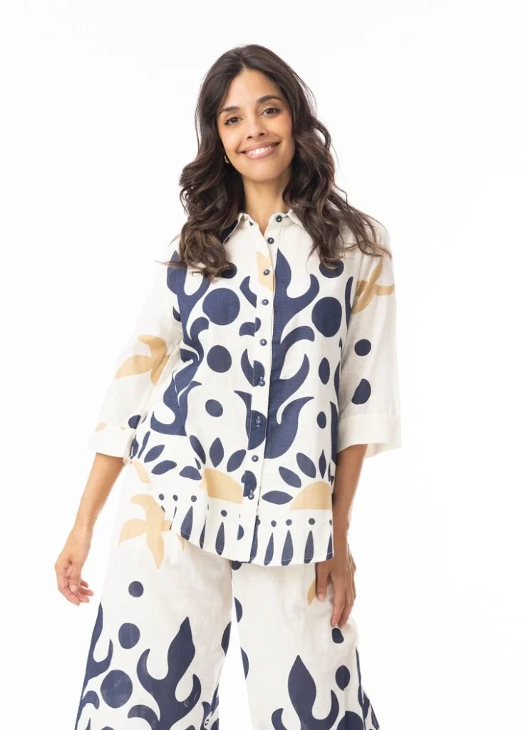 Orientique 42190 Multi Print Nazca Collared Shirt