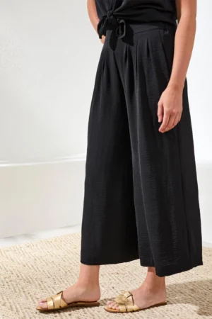 Tribal 6146O Black Lightweight Stretch Wide Leg Trousers
