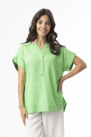 Orientique 62772 Parakeet Essentials Linen Mix V-Neck