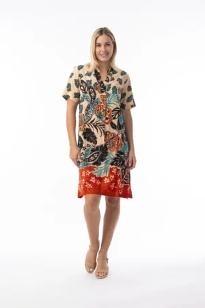 Orientique 71584 Multi Print Saventa Pleat Detail Dress