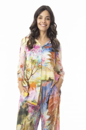 Orientique 72565 Multi Print Scenic Collared Shirt