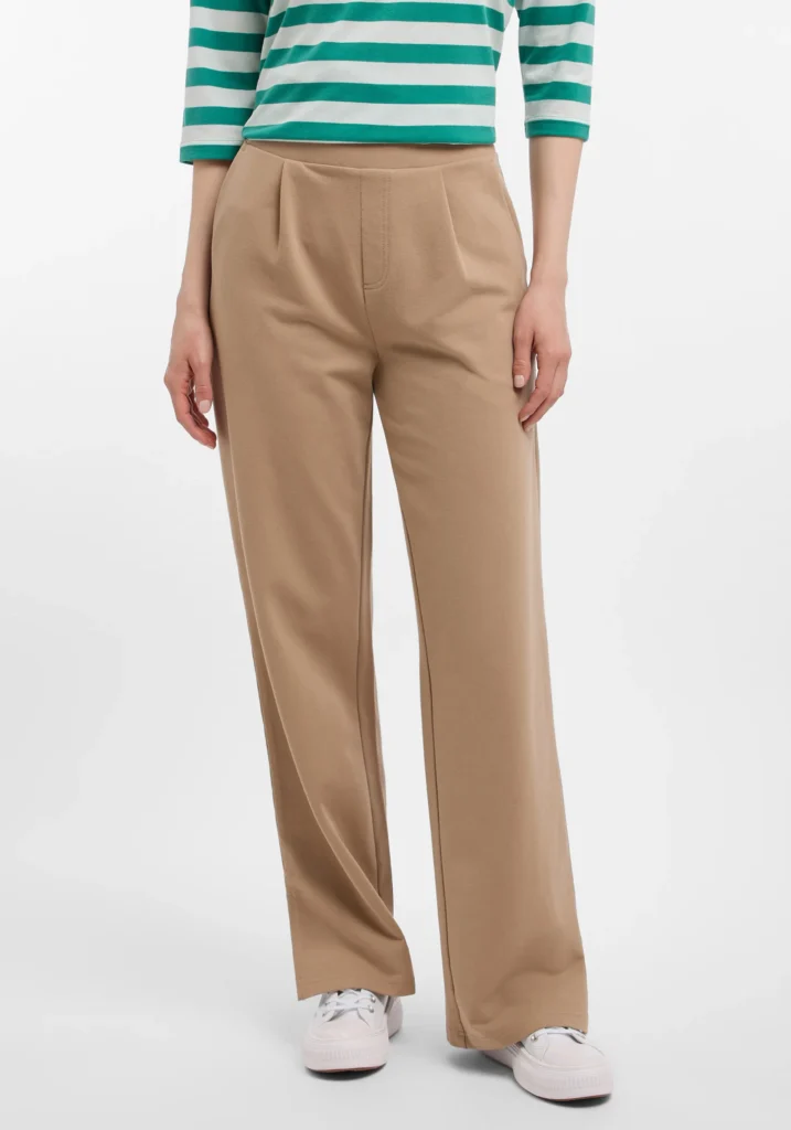 Elbsand 70861 Warm Beige Wide Leg Pull-On Trousers