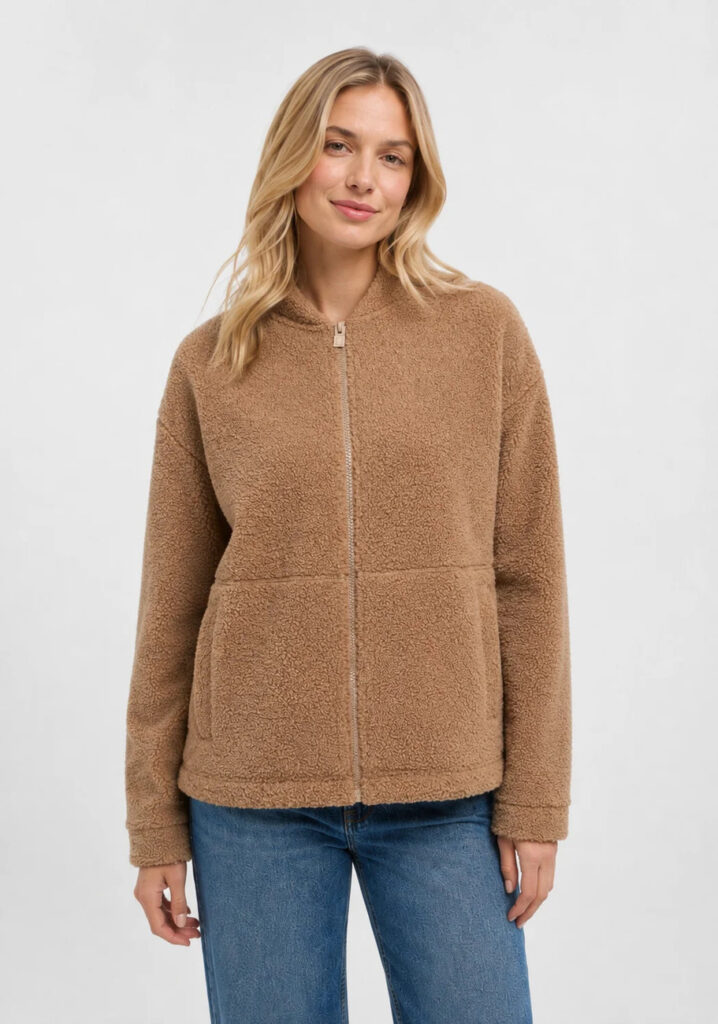 Elbsand 70932 Warm Beige Relaxed Fit Fleece Jacket