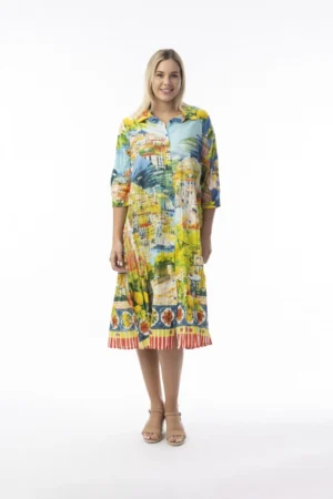 Orientique 30182 Amalfi Multi 3/4 Sleeve Shirt Dress
