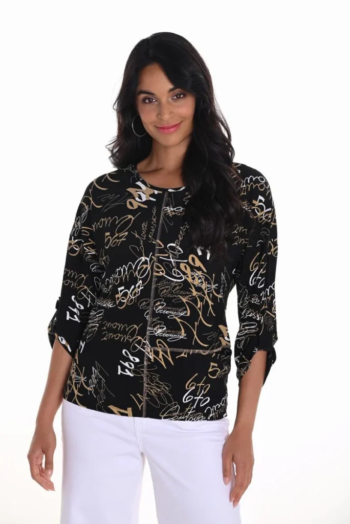 Frank Lyman 251296 Black/Multi Print Top