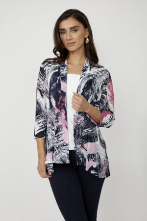 Frank Lyman 256350 Navy/Pink Abstract Print Cover-Up