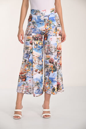 Frank Lyman 266127 Blue/Yellow Print Palazzo Trousers