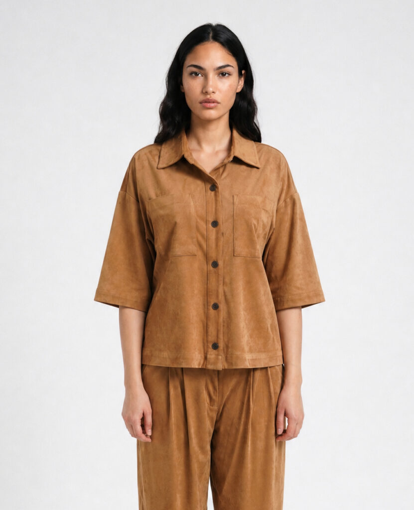 Smith & Soul 0826-0815 Toffee Faux Suede Short Sleeve Jacket