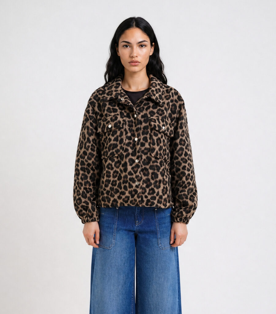 Smith & Soul 0926-0963 Animal Print Boxy Jacket