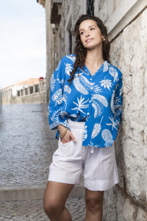 Orientique 12264 Comodoro Blue/White 3/4 Sleeve Shirt