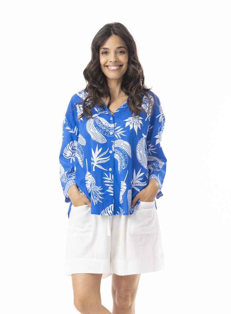 Orientique 12264 Comodoro Blue/White 3/4 Sleeve Shirt
