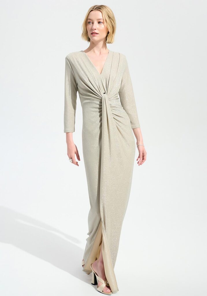 Joseph Ribkoff 261743 Champagne Long Draped Dress