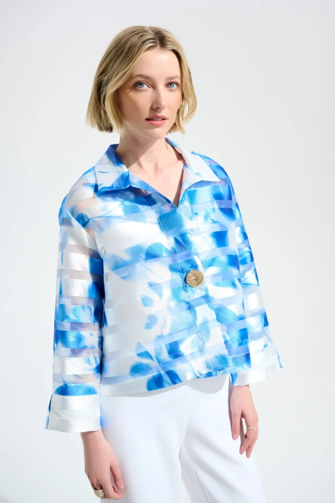 Joseph Ribkoff 261747 Floral Print Jacket With Statement Button