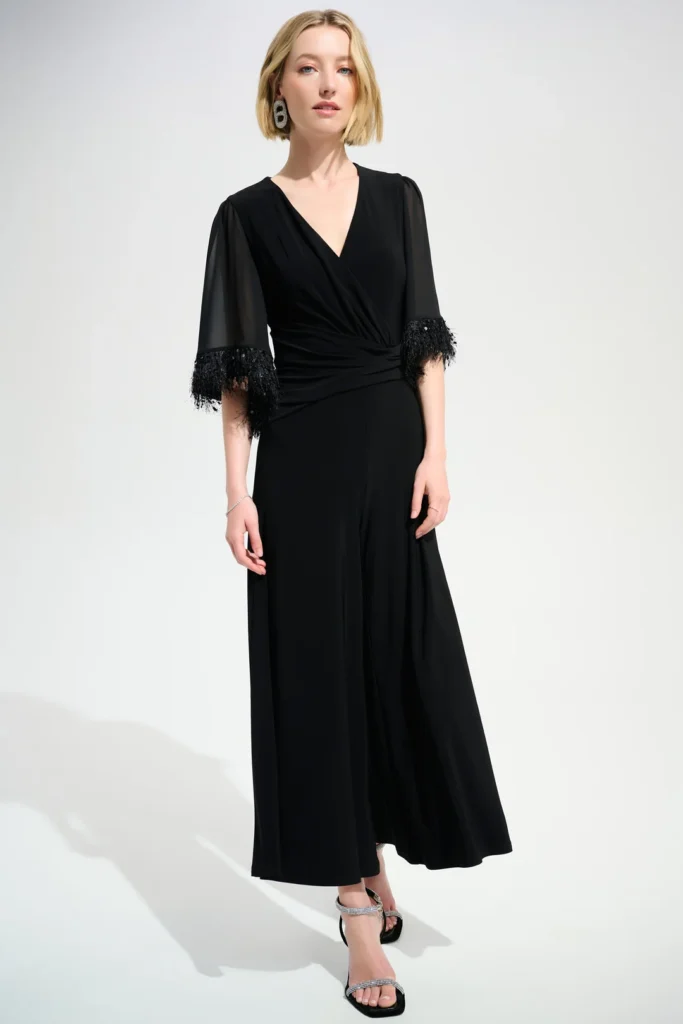 Joseph Ribkoff 261761 Wide Leg Jumpsuit With Chiffon Sleeves