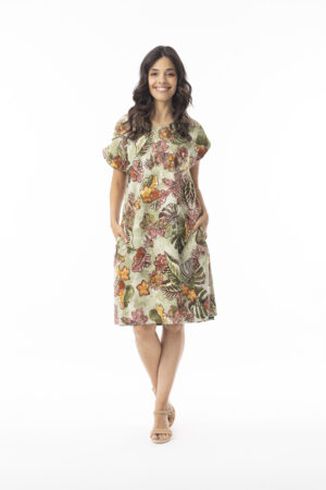 Orientique 20104 Lima Oilive Reversible Short Sleeve Dress