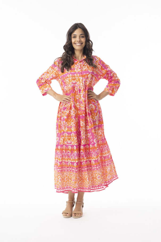 Orientique 10077 Montevideo Pink/Multi Layered Dress