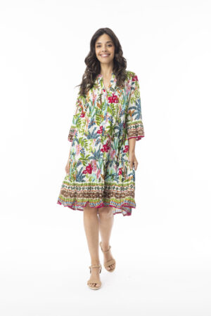 Orientique 30160 Ovahe Multi Print Pleated Dress
