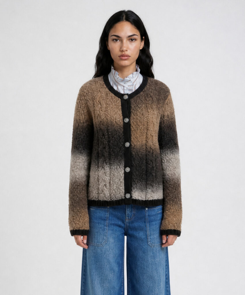 Smith & Soul 0926-0940 Brown/Beige Long Sleeve Cardigan