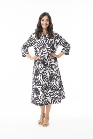Orientique 40173 Suriname Black/White 3/4 Sleeve Shirt Dress