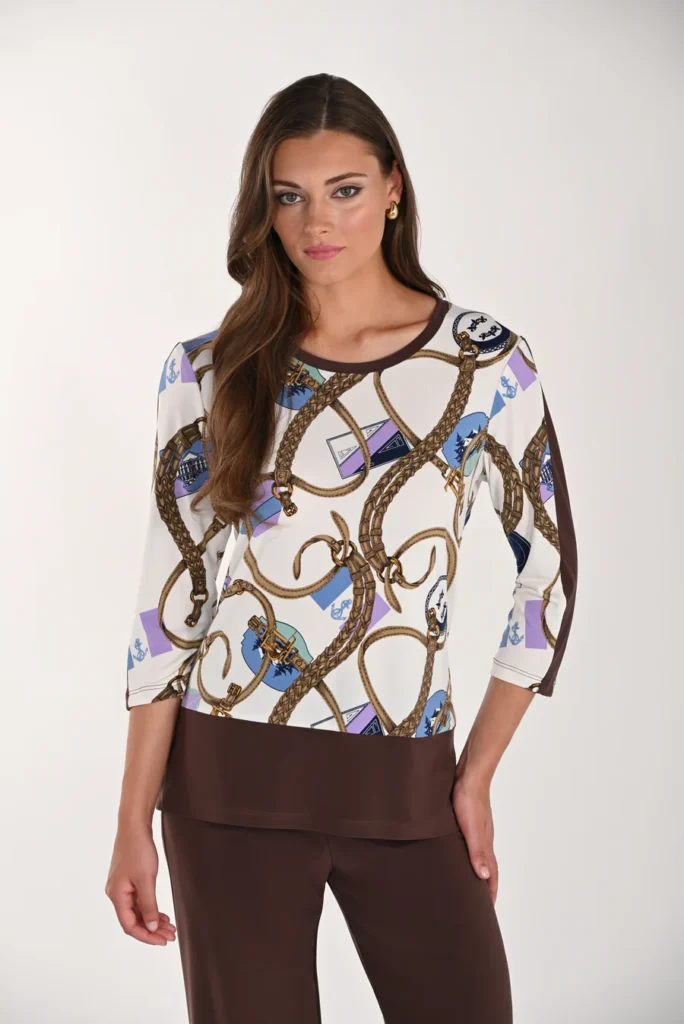 Frank Lyman 261207 Off-White/Coconut Chain Print Top