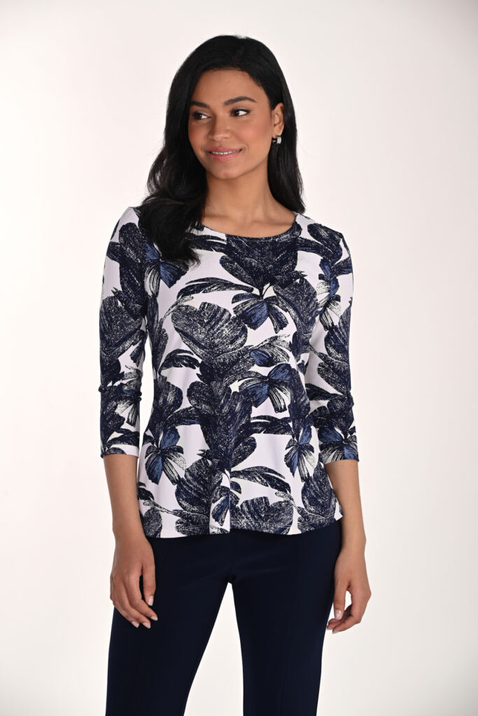 Frank Lyman 266341 Floral Print Crew Neck Top