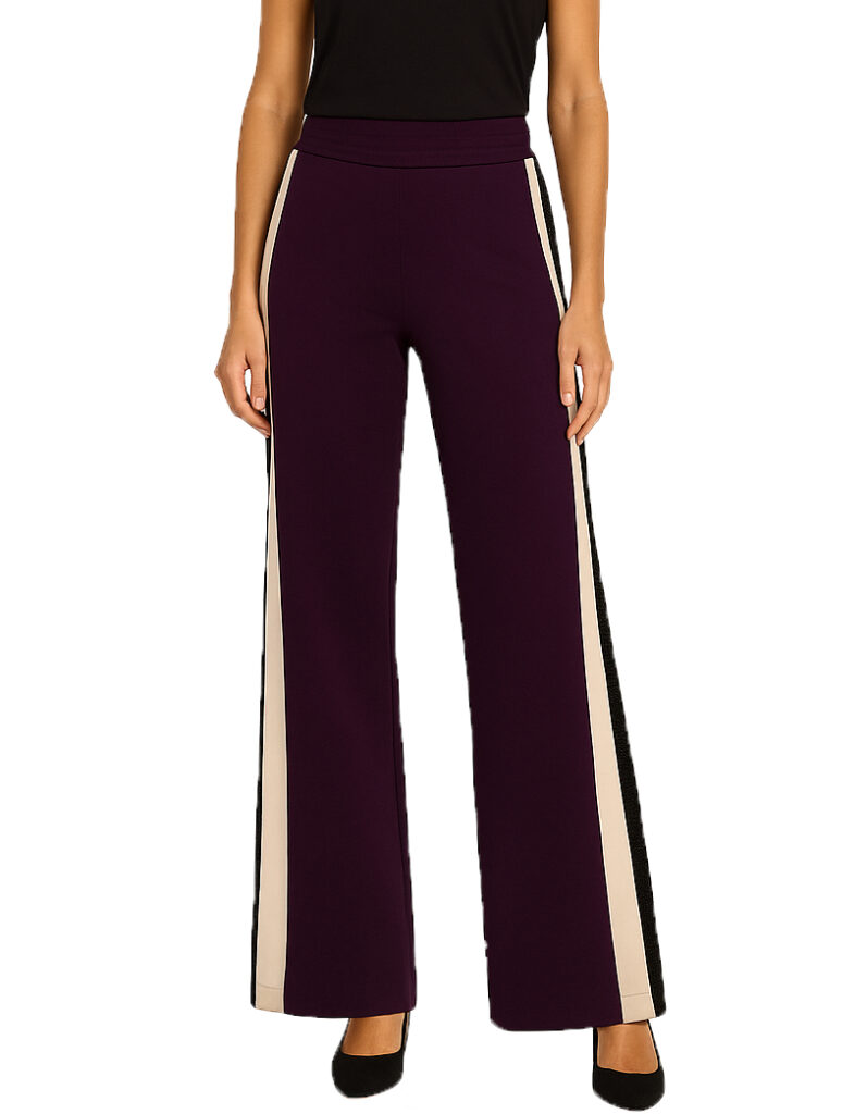 Orly 262108 Wine Rhinestone Detail Wide Leg Trousers