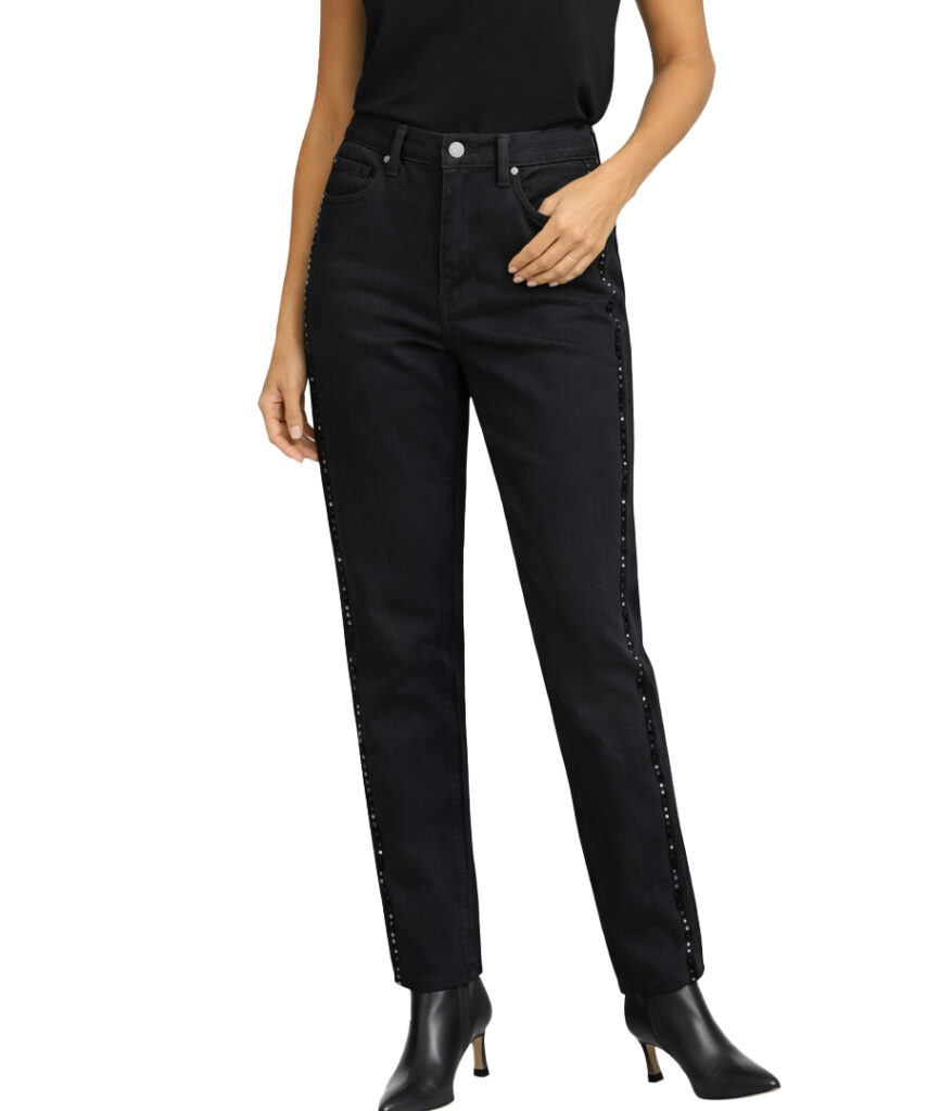 Orly 262167 Black Rhinestone Detail Stright Leg Jeans