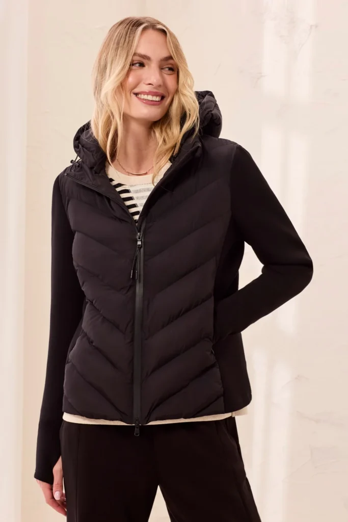 Tribal 3172O Black Water Repellent Puffer Jacket With Hood