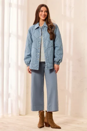 Tribal 6242O Skylight Quilted Boxy Denim Jacket 3