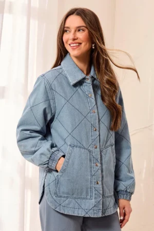 Tribal 6242O Skylight Quilted Boxy Denim Jacket