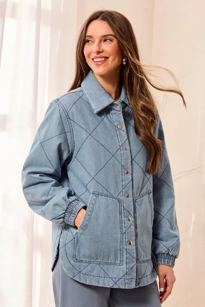 Tribal 6242O Skylight Quilted Boxy Denim Jacket