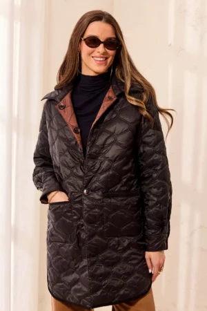 Tribal 6248O Brown/Black Reversible Quilted Button Front Jacket 1