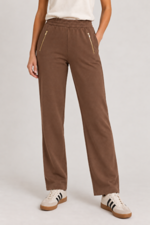 Orly 262130 Pecan Zip Detail Straight Leg Trousers