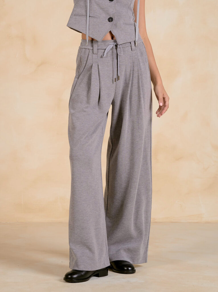 Elan RK2417 Grey Wide Leg Trousers With Pockets