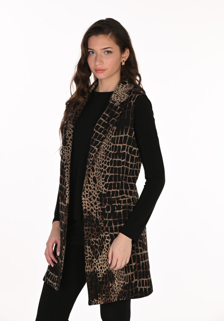 Frank Lyman 263214 Black/Choco Knit Vest With Pockets