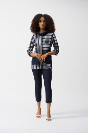 Joseph Ribkoff 201536 Midnight Blue Cropped Woven Trousers (1)