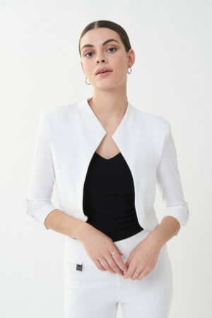 Joseph Ribkoff 213707 White 3 4 Sleeve Classic Bolero (1)