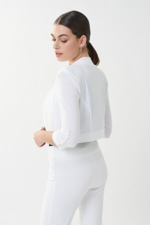 Joseph Ribkoff 213707 White 3 4 Sleeve Classic Bolero (2)