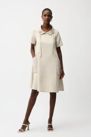 Joseph Ribkoff 261027 Geometric Textured Jacquard A Line Dress (4)