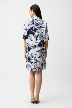 Joseph Ribkoff 261048 Blue Vanilla Print Short Sleeve Dress (2)