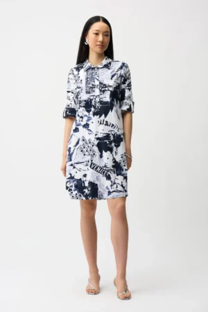 Joseph Ribkoff 261048 Blue Vanilla Print Short Sleeve Dress (3)