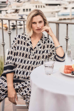 Joseph Ribkoff 261057 Geometric Print Top With Shirt Collar (2)