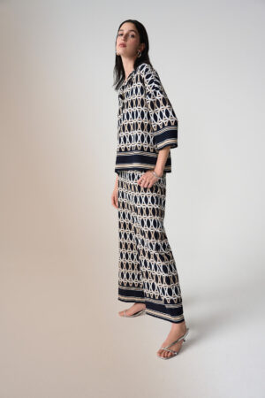 Joseph Ribkoff 261058 Geometric Print Wide Leg Pull On Trousers (3)
