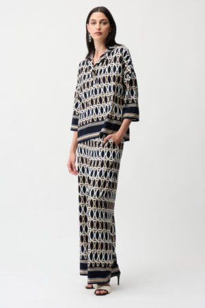 Joseph Ribkoff 261058 Geometric Print Wide Leg Pull On Trousers (6)