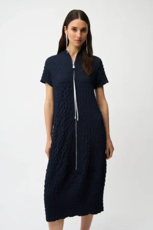 Joseph Ribkoff 261064 Textured Knit Dress With Front Zipper